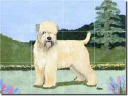 Zeppa Wheaten Terrier Dog Ceramic Tile Mural 24" x 18" - MKZ012