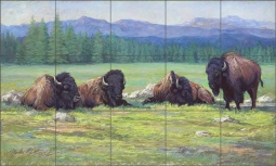 Buffalos in Pastel by Marsha McDonald Ceramic Tile Mural MMA006