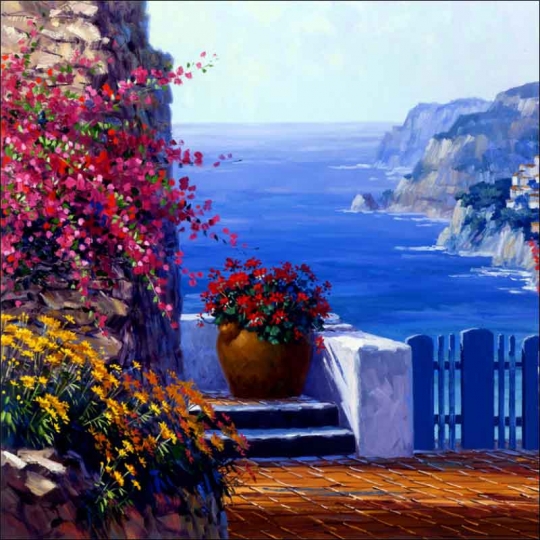 Amalfi Coast by Mikki Senkarik Ceramic Accent & Decor Tile