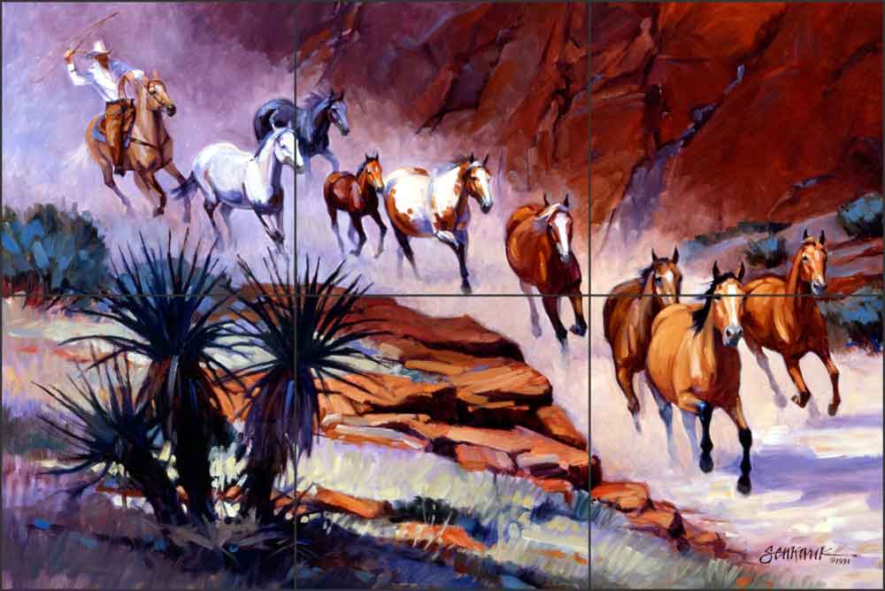 Coming Through the Canyon by Mikki Senkarik Ceramic Tile Mural - MSA030