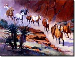 Senkarik Western Horses Ceramic Accent Tile 8" x 6" - MSA030AT