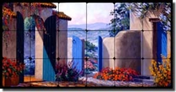 Senkarik Southwest Landscape Tumbled Marble Tile Mural 24" x 12" - MSA046