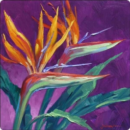 Senkarik Birds of Paradise Floral Tumbled Marble Accent & Decor Tile - MSA058AT