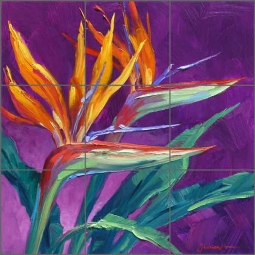 Birds of Paradise by Mikki Senkarik Ceramic Tile Mural - MSA058