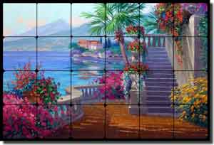 Senkarik Mediterranean Lake Como Tumbled Marble Mural 24" x 16" - MSA067