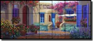 Senkarik Southwest Courtyard Tumbled Marble Tile Mural 28" x 12" - MSA077