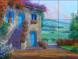 Quintessential Tuscany by Mikki Senkarik Travertine Stone Tile Mural - MSA081
