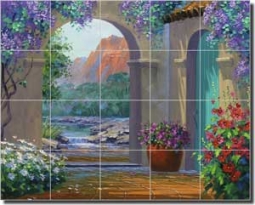 Senkarik Southwest Courtyard Glass Tile Mural 30" x 24" - MSA082