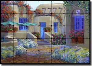 Senkarik Southwest Courtyard Tumbled Marble Tile Mural 28" x 20" - MSA086