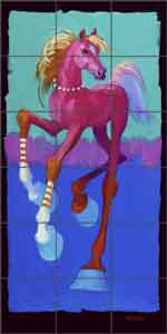 Senkarik Children's Horse Ceramic Tile Mural 18" x 36" - MSA098