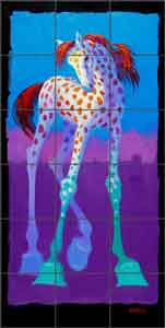 Senkarik Children's Horse Ceramic Tile Mural 18" x 36" - MSA099