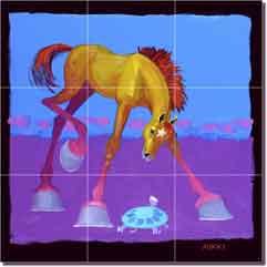 Senkarik Children's Horse Equine Ceramic Tile Mural 18" x 18" - MSA101
