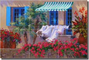 Senkarik Floral Landscape Glass Tile Mural 18" x 12" - MSA104