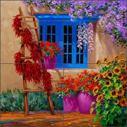 Sunflowers and Spice by Mikki Senkarik Ceramic Tile Mural MSA106