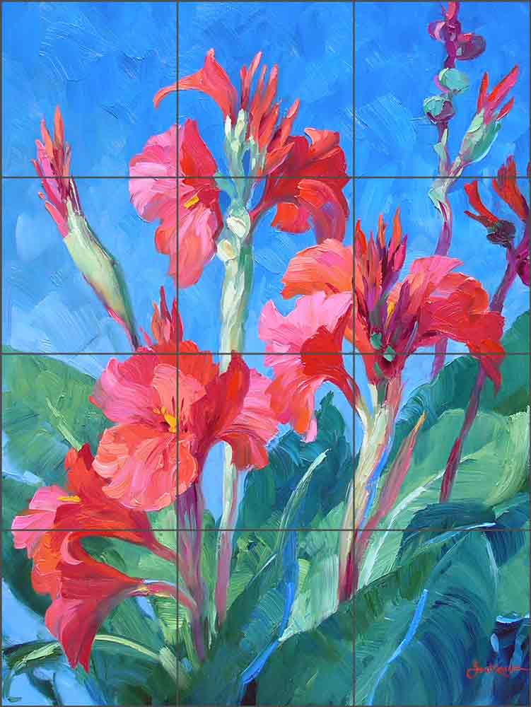 Captivating Canna Lilies by Mikki Senkarik Ceramic Tile Mural MSA109