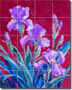 Senkarik Iris Floral Glass Tile Mural 24" x 30" - MSA113