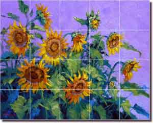 Senkarik Sunflower Floral Glass Tile Mural 30" x 24" - MSA114