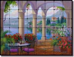 Essence of Romance by Mikki Senkarik Tumbled Marble Tile Mural 32" x 24" - MSA116