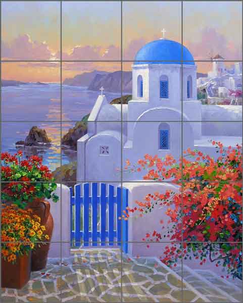 A Touch of Greece by Mikki Senkarik Ceramic Tile Mural - MSA126