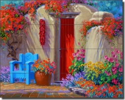 Senkarik Southwest Courtyard Ceramic Tile Mural 30" x 24" - MSA131