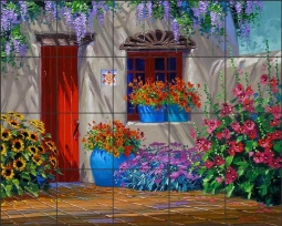 In the Shadow of the Wisteria by Mikki Senkarik Ceramic Tile Mural MSA136
