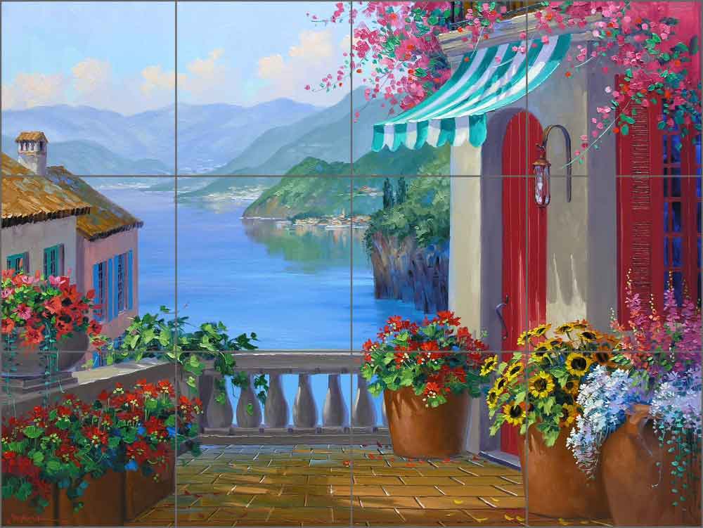 Lake Como Reflections by Mikki Senkarik Ceramic Tile Mural MSA139