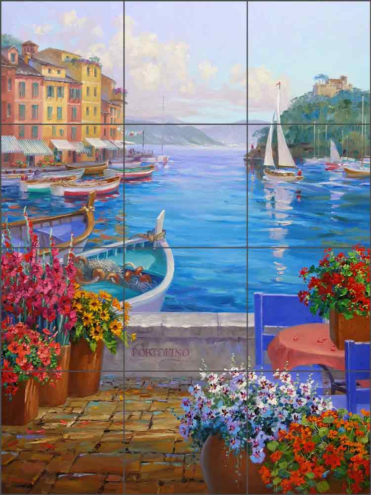 Memories of Portofino by Mikki Senkarik Ceramic Tile Mural - MSA140