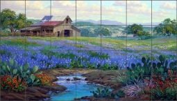 The Glory Never Fades by Mikki Senkarik Travertine Stone Tile Mural - MSA152