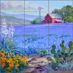 Texas Primaries by Mikki Senkarik Ceramic Tile Mural - MSA158