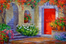 Time Worn Steps by Mikki Senkarik Ceramic Tile Mural MSA166
