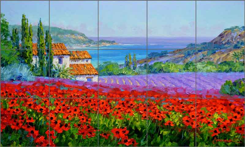 Crimson Profusion by Mikki Senkarik Ceramic Tile Mural MSA168