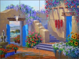 A Lazy Day in Santa Fe by Mikki Senkarik Ceramic Tile Mural MSA172