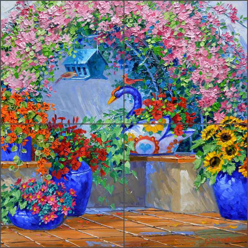 Floral Celebration by Mikki Senkarik Ceramic Tile Mural - MSA179