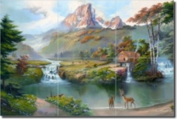 Gristmill by Bettiri - Landscape Ceramic Tile Mural 17" x 34" Kitchen Shower Backsplash