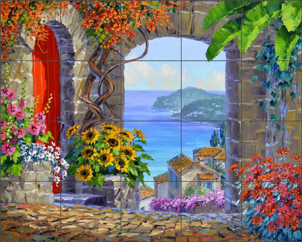 Treasure of the Cote d'Azur by Mikki Senkarik Ceramic Tile Mural MSA208