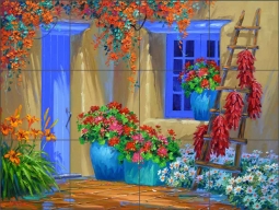 Spicy Cascade by Mikki Senkarik Ceramic Tile Mural MSA216
