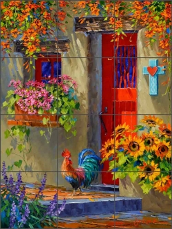 Greetings of Charm by Mikki Senkarik Ceramic Tile Mural MSA225