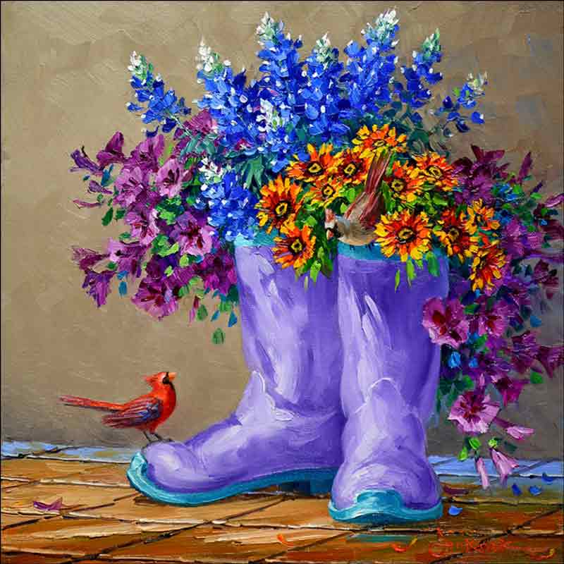 Bluebonnets 'n Boots by Mikki Senkarik Accent & Decor Tile MSA243AT