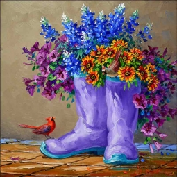 Bluebonnets 'n Boots by Mikki Senkarik Accent & Decor Tile MSA243AT