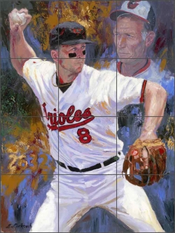 Cal Ripkin by Nenad Mirkovich Ceramic Tile Mural NMA018