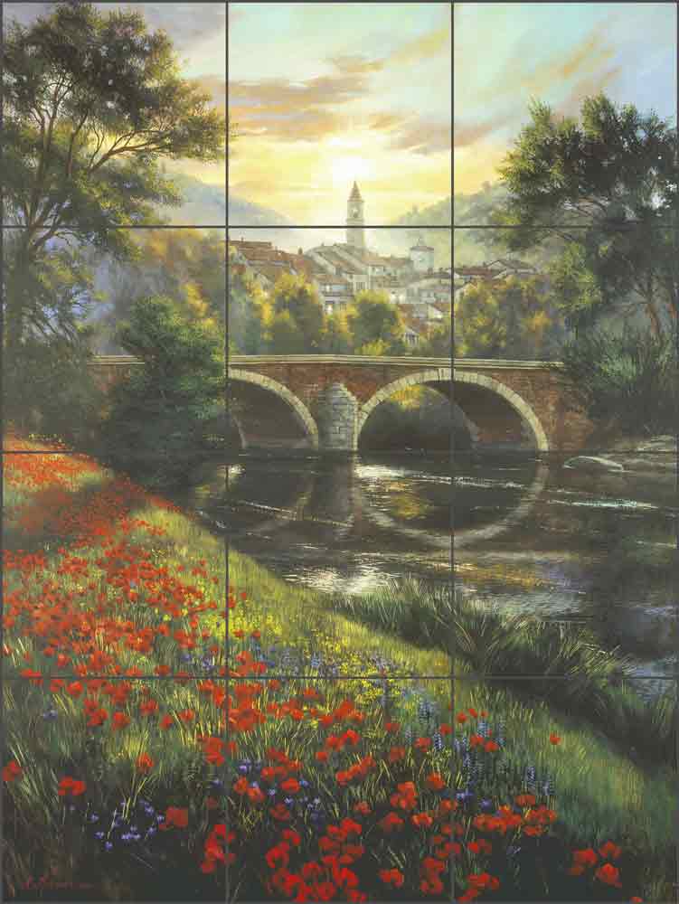 Distant Village by Nenad Mirkovich Ceramic Tile Mural NMA023