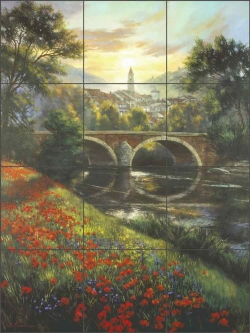 Distant Village by Nenad Mirkovich Ceramic Tile Mural NMA023