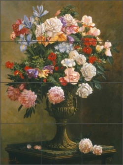 Floral Still Life by Nenad Mirkovich Ceramic Tile Mural NMA026