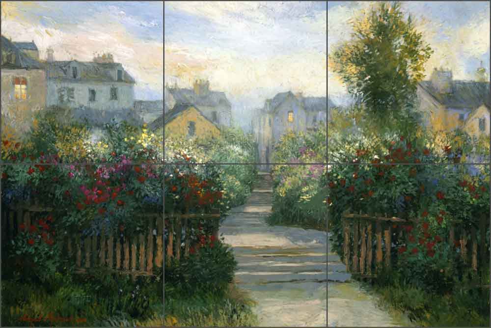 French Village Pathway by Nenad Mirkovich Ceramic Tile Mural - NMA028