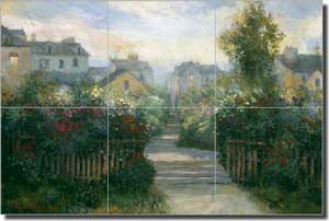 Mirkovich Garden Landscape Glass Tile Mural 18" x 12" - NMA028