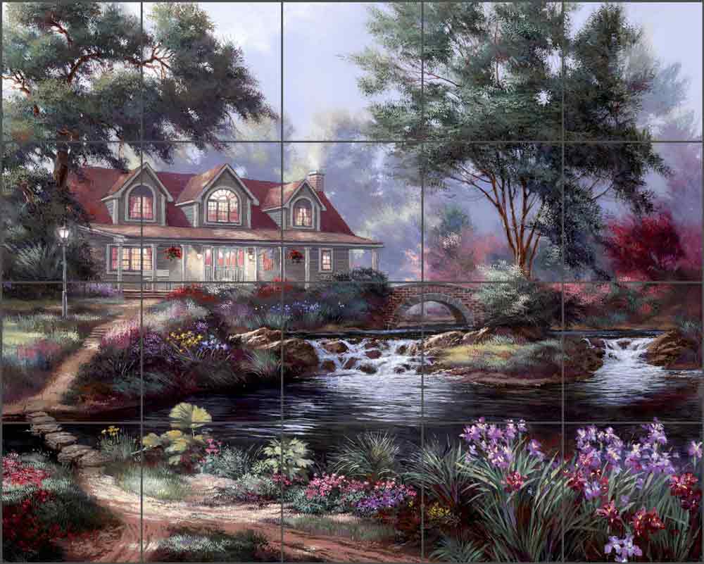 Garden Pond by Nenad Mirkovich Ceramic Tile Mural NMA029