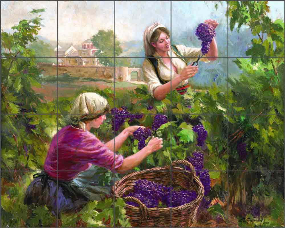 Grape Harvest by Nenad Mirkovich Ceramic Tile Mural - NMA036