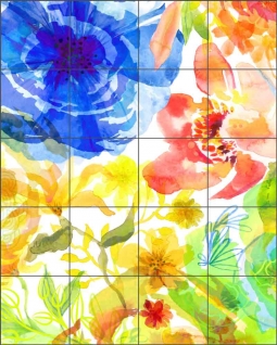 Beth's Garden by Delores Naskrent Ceramic Tile Mural OB-DEL173a