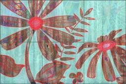 Daisy Dewdrop by Delores Naskrent Ceramic Tile Mural OB-DEL241a
