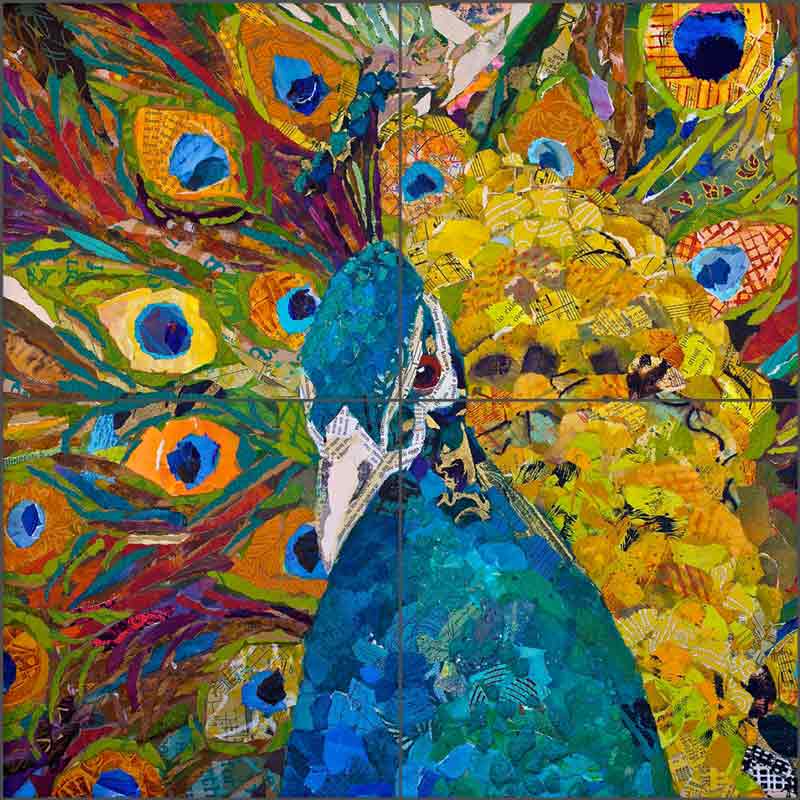 Jamis Peacock by Elizabeth St Hilaire Ceramic Tile Mural OB-EN268